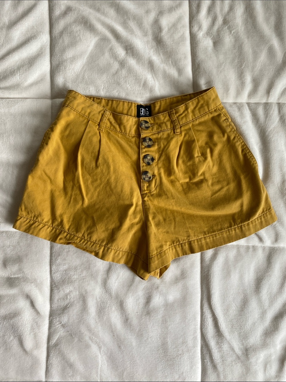 BDG Women’s Mustard High-Waist Button-Front Shorts (Size 27)